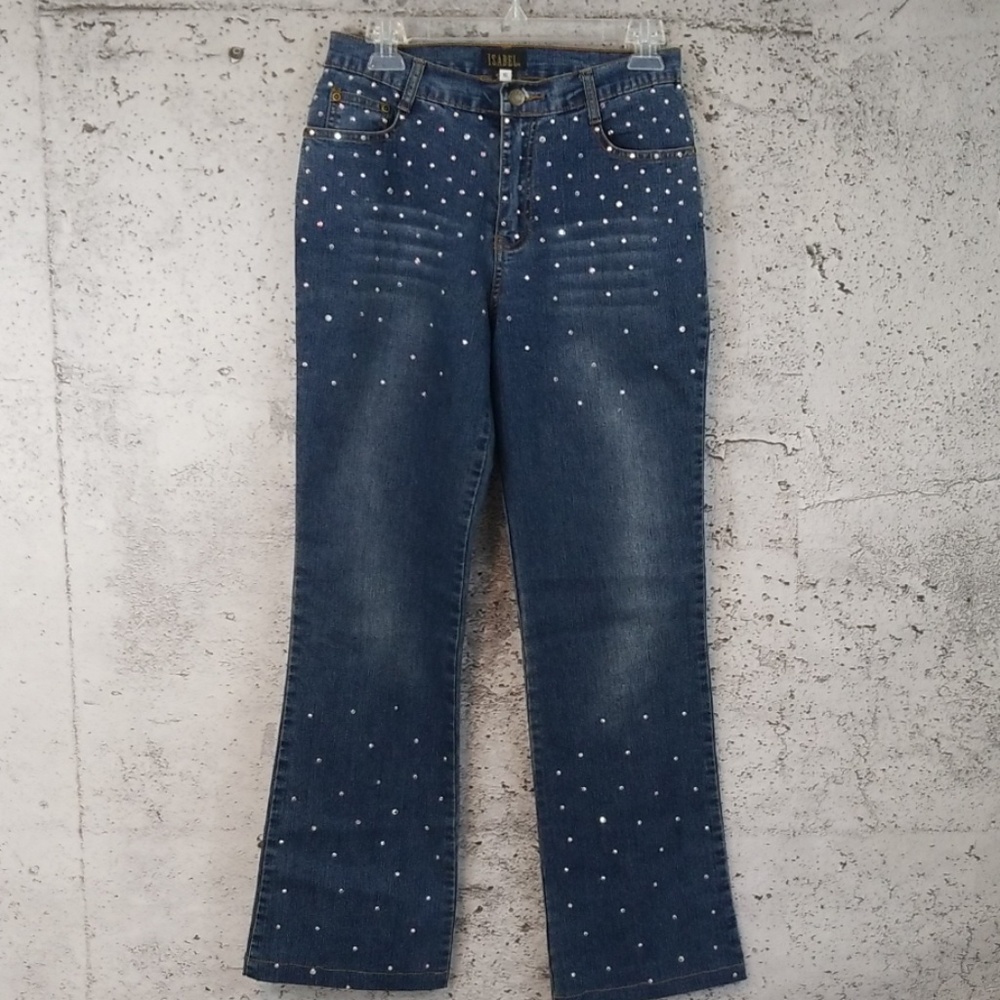 Embellished Blue Boot Cut Jeans